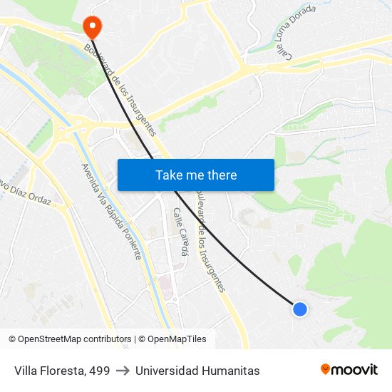 Villa Floresta, 499 to Universidad Humanitas map