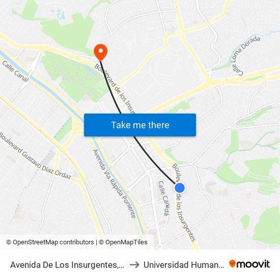 Avenida De Los Insurgentes, 454 to Universidad Humanitas map