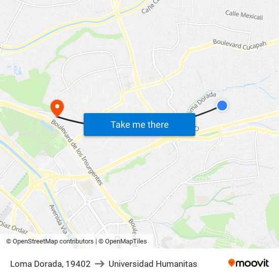 Loma Dorada, 19402 to Universidad Humanitas map