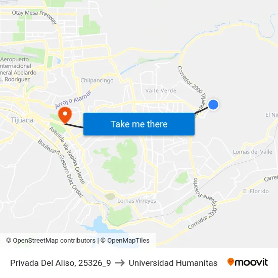 Privada Del Aliso, 25326_9 to Universidad Humanitas map