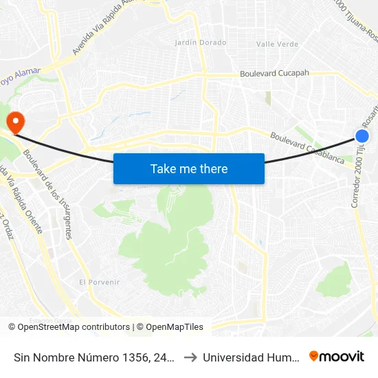 Sin Nombre Número 1356, 24366_E47 to Universidad Humanitas map