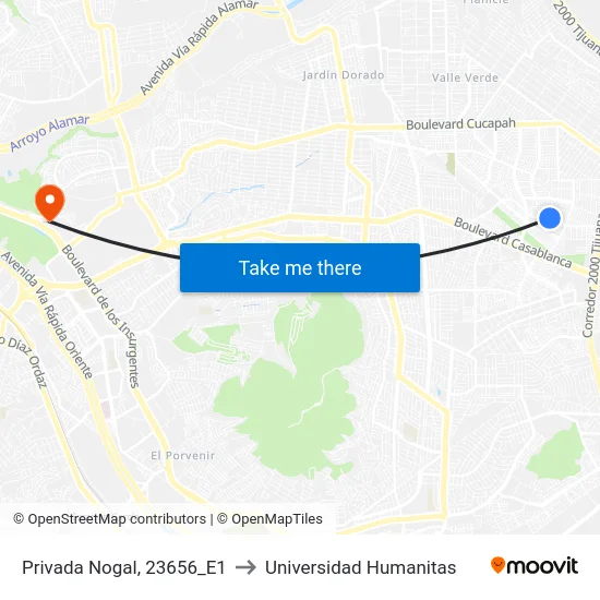 Privada Nogal, 23656_E1 to Universidad Humanitas map