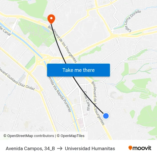 Avenida Campos, 34_B to Universidad Humanitas map