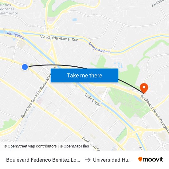 Boulevard Federico Benítez López, 14221 to Universidad Humanitas map
