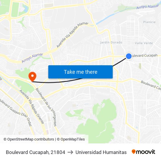 Boulevard Cucapah, 21804 to Universidad Humanitas map