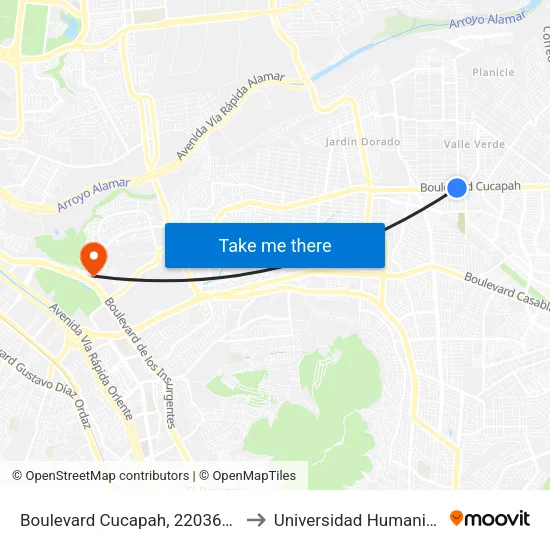 Boulevard Cucapah, 22036_12 to Universidad Humanitas map