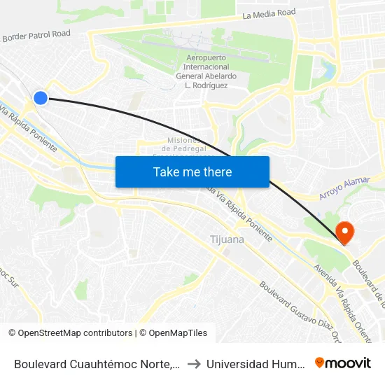 Boulevard Cuauhtémoc Norte, 1607_A to Universidad Humanitas map
