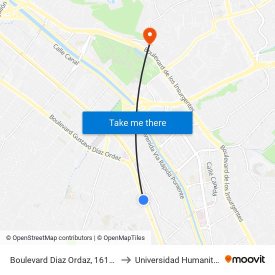 Boulevard Diaz Ordaz, 16123 to Universidad Humanitas map