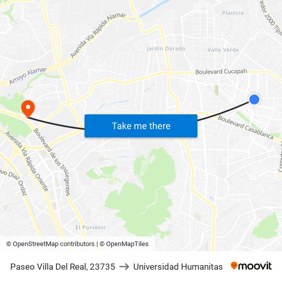 Paseo Villa Del Real, 23735 to Universidad Humanitas map