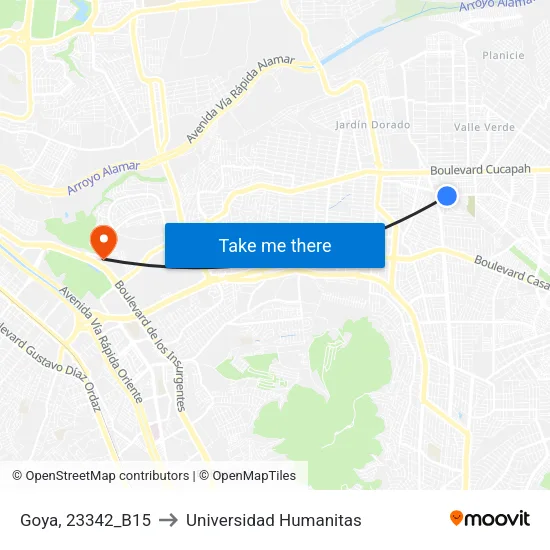 Goya, 23342_B15 to Universidad Humanitas map
