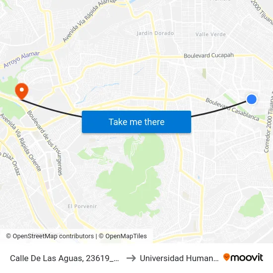 Calle De Las Aguas, 23619_D102 to Universidad Humanitas map