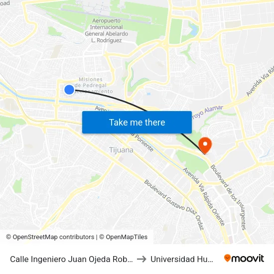 Calle Ingeniero Juan Ojeda Robles, 710_2 to Universidad Humanitas map