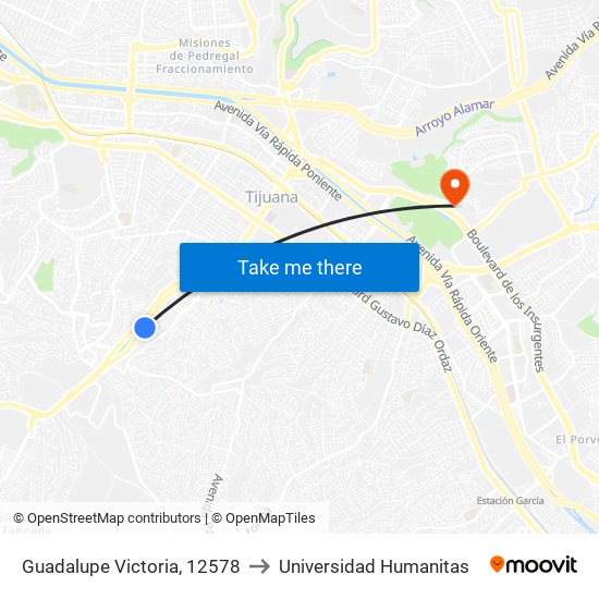 Guadalupe Victoria, 12578 to Universidad Humanitas map