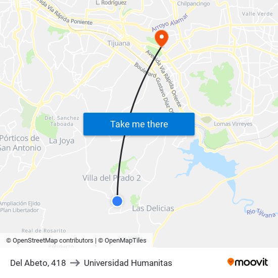 Del Abeto, 418 to Universidad Humanitas map