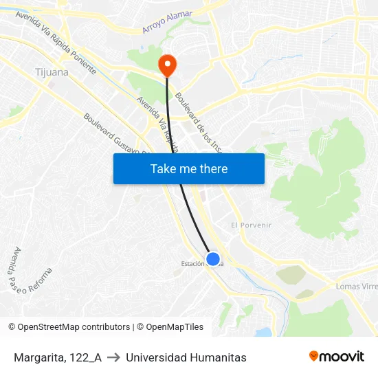 Margarita, 122_A to Universidad Humanitas map