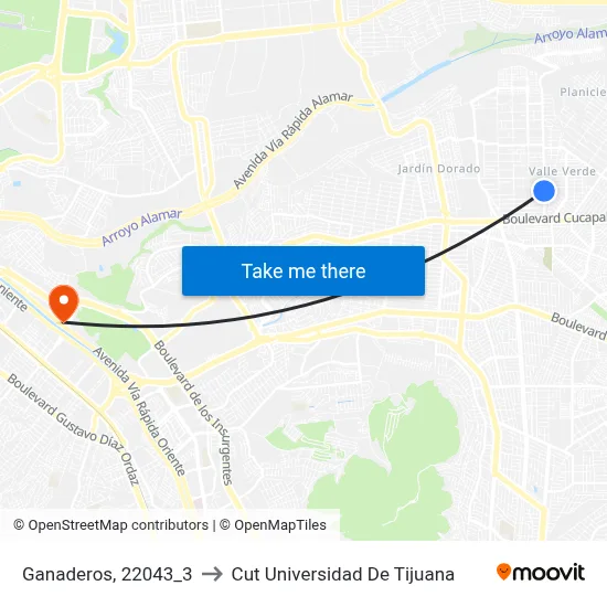 Ganaderos, 22043_3 to Cut Universidad De Tijuana map