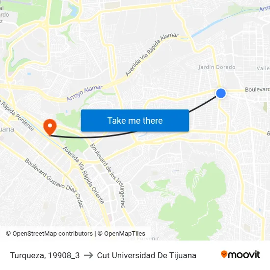 Turqueza, 19908_3 to Cut Universidad De Tijuana map