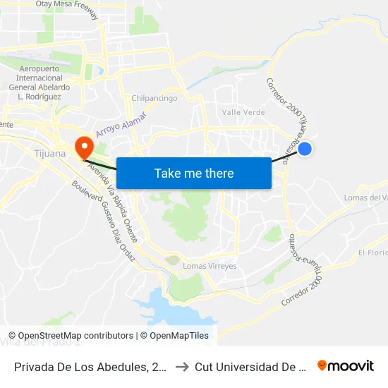 Privada De Los Abedules, 25165_25 to Cut Universidad De Tijuana map