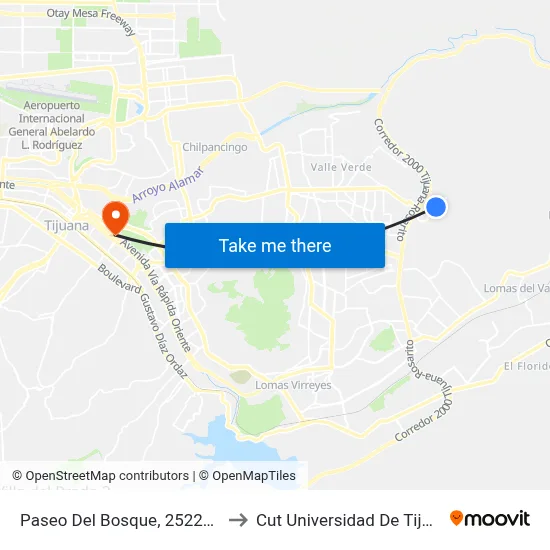 Paseo Del Bosque, 25227_22 to Cut Universidad De Tijuana map