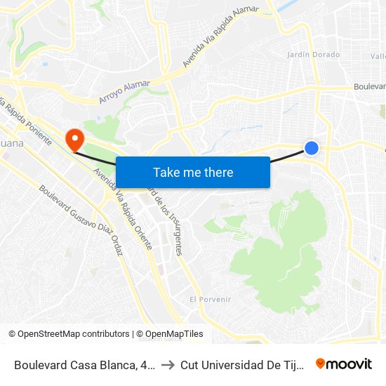 Boulevard Casa Blanca, 4423 to Cut Universidad De Tijuana map