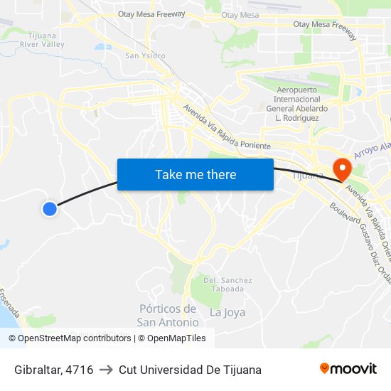 Gibraltar, 4716 to Cut Universidad De Tijuana map