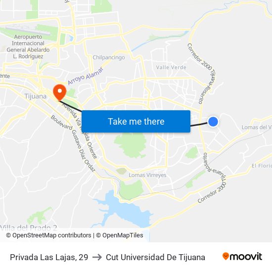 Privada Las Lajas, 29 to Cut Universidad De Tijuana map