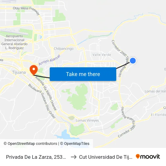 Privada De La Zarza, 25366_23 to Cut Universidad De Tijuana map