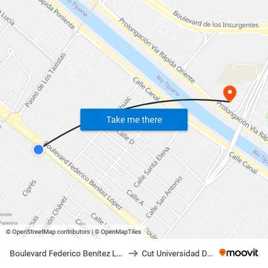 Boulevard Federico Benítez López, 15102 to Cut Universidad De Tijuana map