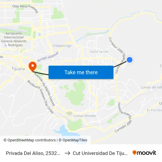 Privada Del Aliso, 25326_9 to Cut Universidad De Tijuana map