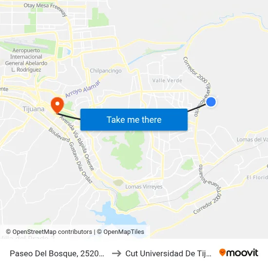 Paseo Del Bosque, 25205_H4 to Cut Universidad De Tijuana map