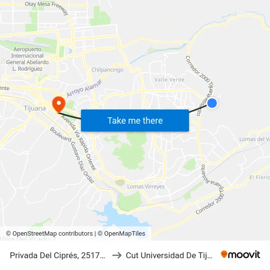 Privada Del Ciprés, 25176_31 to Cut Universidad De Tijuana map