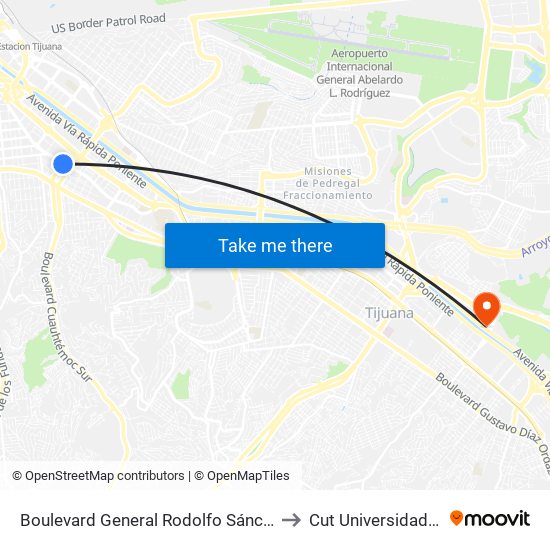 Boulevard General Rodolfo Sánchez Taboada, 9611 to Cut Universidad De Tijuana map