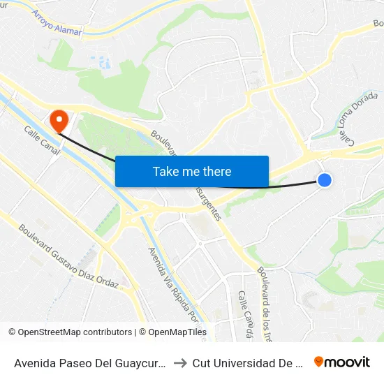 Avenida Paseo Del Guaycura, 110_4 to Cut Universidad De Tijuana map