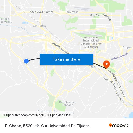 E. Chopo, 5520 to Cut Universidad De Tijuana map