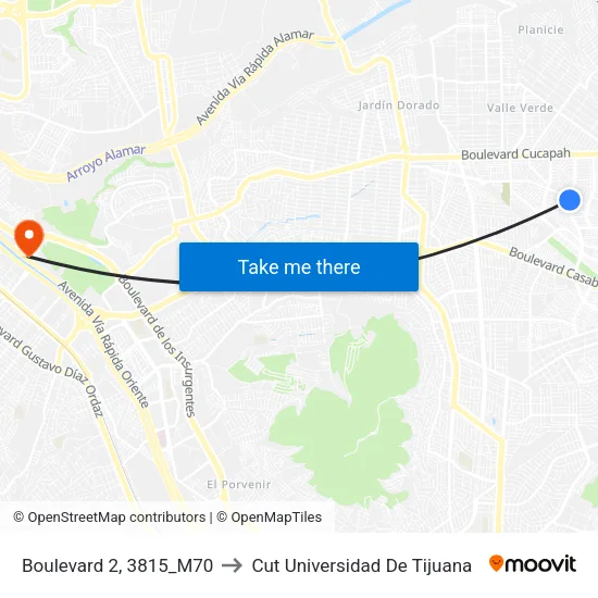 Boulevard 2, 3815_M70 to Cut Universidad De Tijuana map