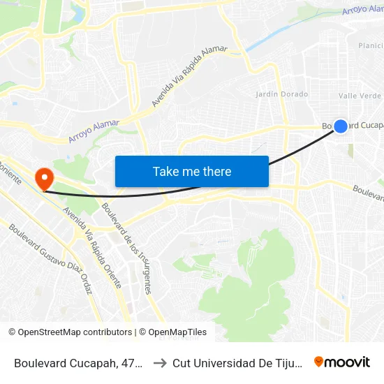 Boulevard Cucapah, 470_8 to Cut Universidad De Tijuana map