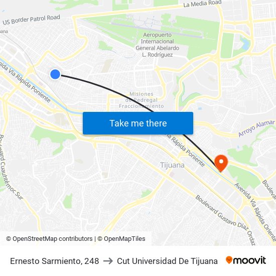 Ernesto Sarmiento, 248 to Cut Universidad De Tijuana map