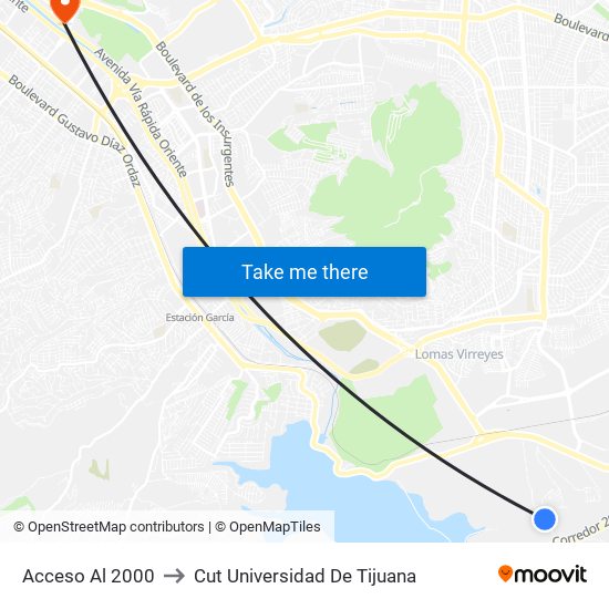 Acceso Al 2000 to Cut Universidad De Tijuana map