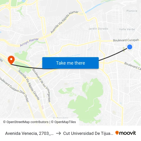Avenida Venecia, 2703_A4 to Cut Universidad De Tijuana map