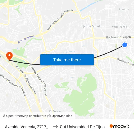 Avenida Venecia, 2717_F5 to Cut Universidad De Tijuana map