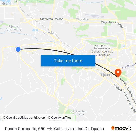 Paseo Coronado, 650 to Cut Universidad De Tijuana map