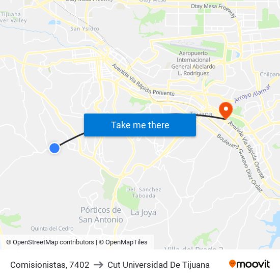 Comisionistas, 7402 to Cut Universidad De Tijuana map