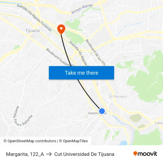 Margarita, 122_A to Cut Universidad De Tijuana map