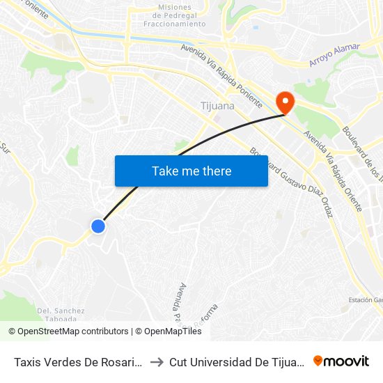 Taxis Verdes De Rosarito to Cut Universidad De Tijuana map
