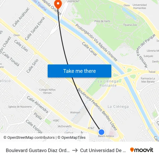 Boulevard Gustavo Diaz Ordaz, 3560 to Cut Universidad De Tijuana map