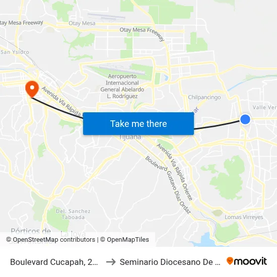 Boulevard Cucapah, 21451_1 to Seminario Diocesano De Tijuana map