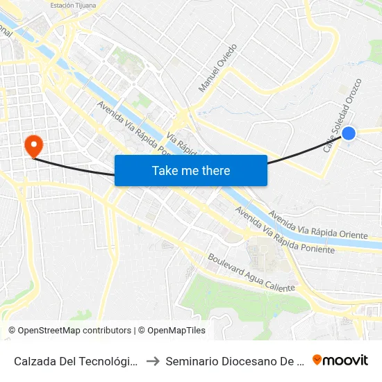 Calzada Del Tecnológico, 1_1 to Seminario Diocesano De Tijuana map