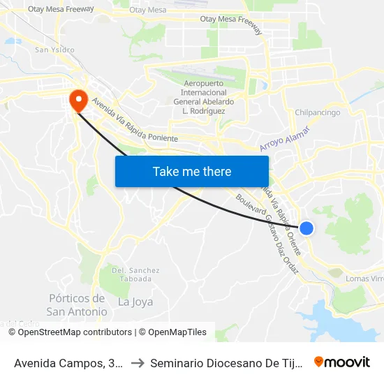 Avenida Campos, 34_B to Seminario Diocesano De Tijuana map