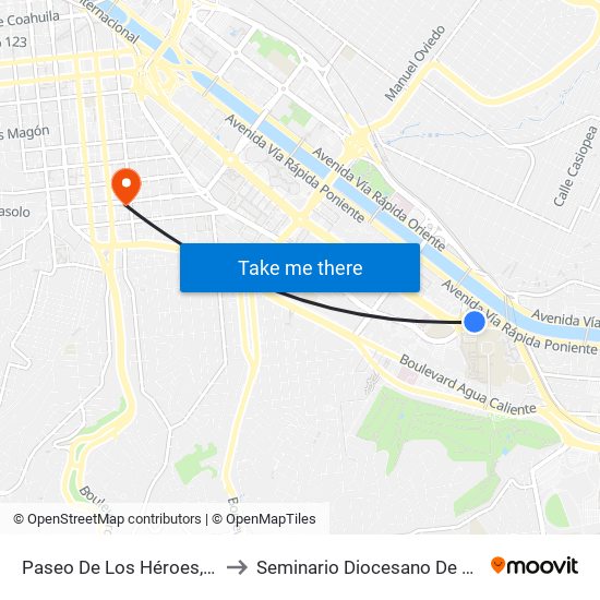 Paseo De Los Héroes, 1110 to Seminario Diocesano De Tijuana map