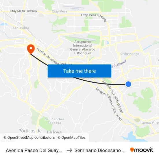 Avenida Paseo Del Guaycura, 110_4 to Seminario Diocesano De Tijuana map